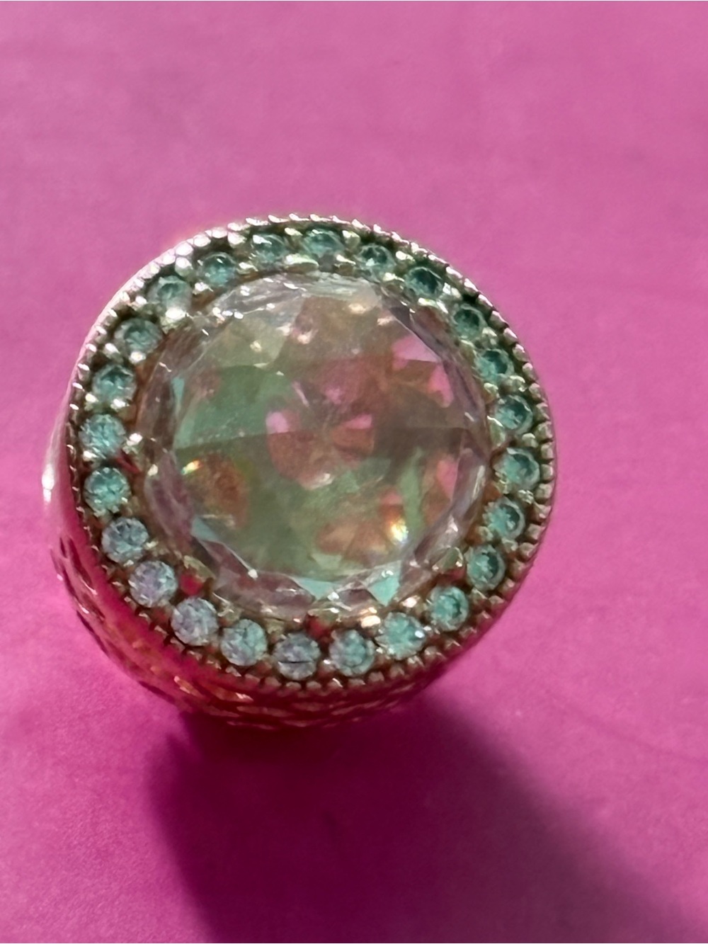Pandora rose gold Iridescent Round Crystal Charm with Clear Accents